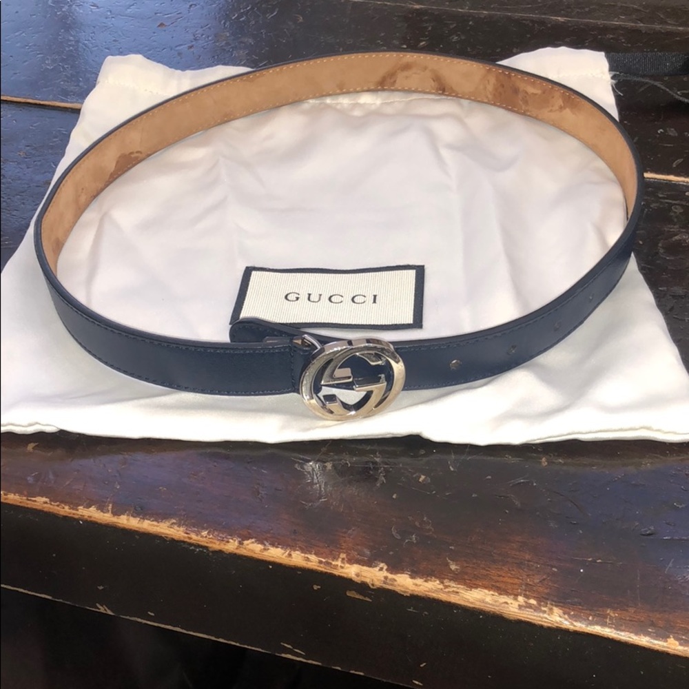 Kids Navy Gucci Belt